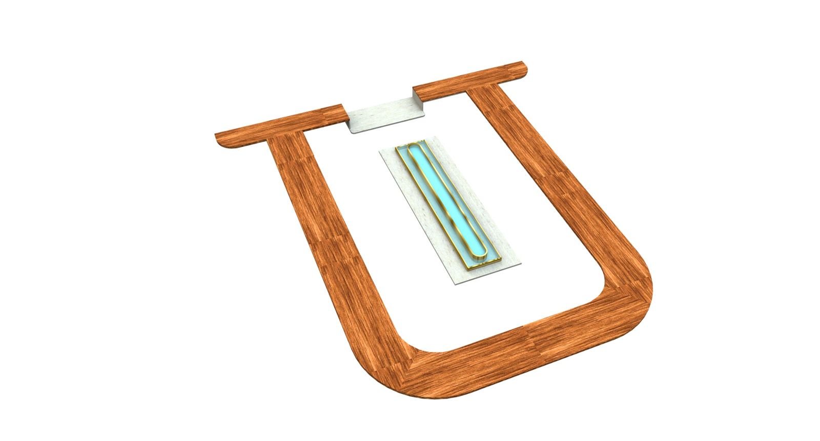 Plan view of a U-shaped bar top with radius corners