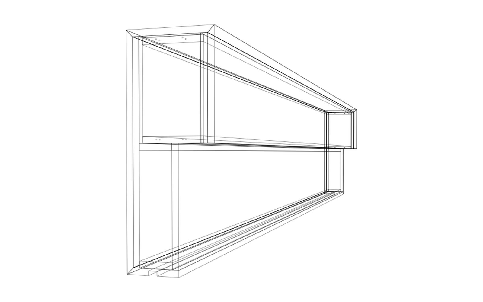 Wireframe of the quartz-clad die wall showing its internal framing