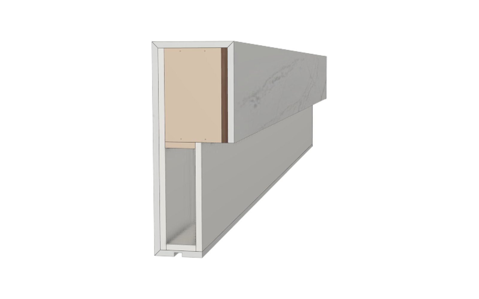 Section through the die wall showing the substrate, framing and quartz cap