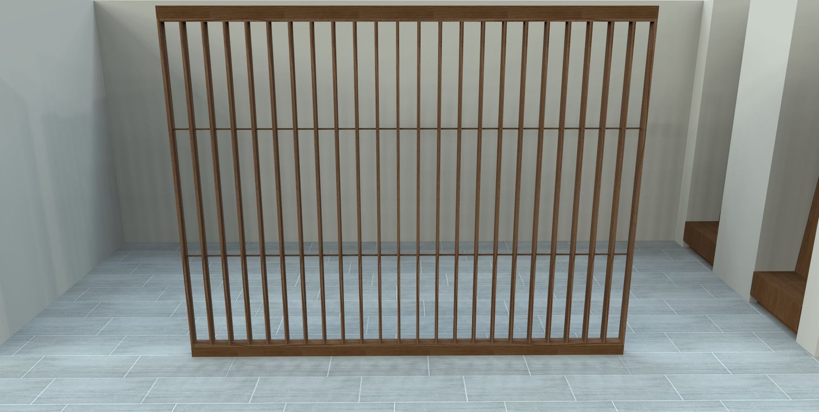 Freestanding wood slat partition